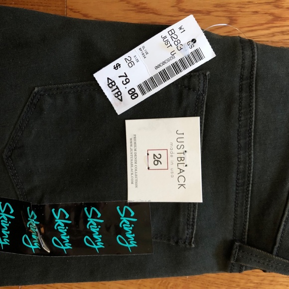 Just Black Faded Black/Olive Ripped Jeans - Picture 5 of 5